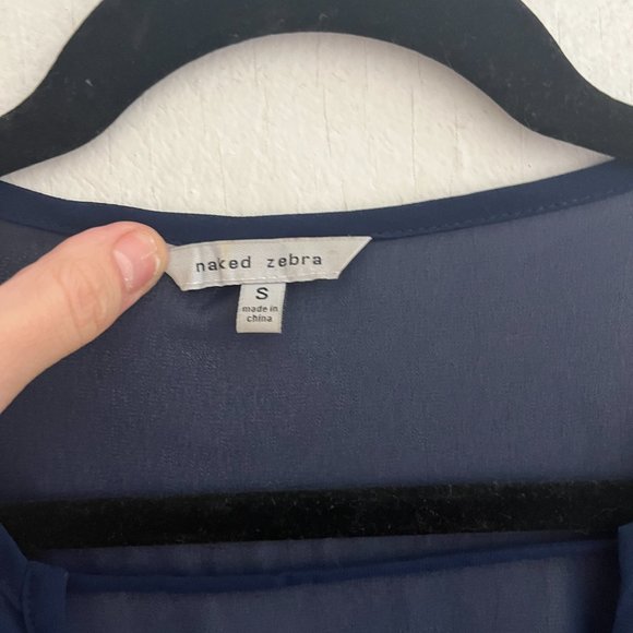 Navy Blouse with flattering button back detail - Picture 2 of 4